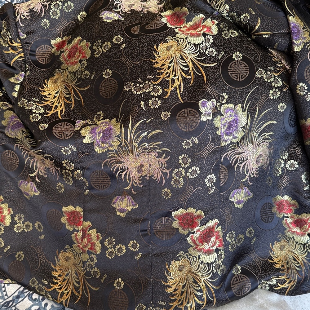 Vintage Asian brocade mandarin collar side slit’s reversible cocktail jacket - Picture 8 of 15